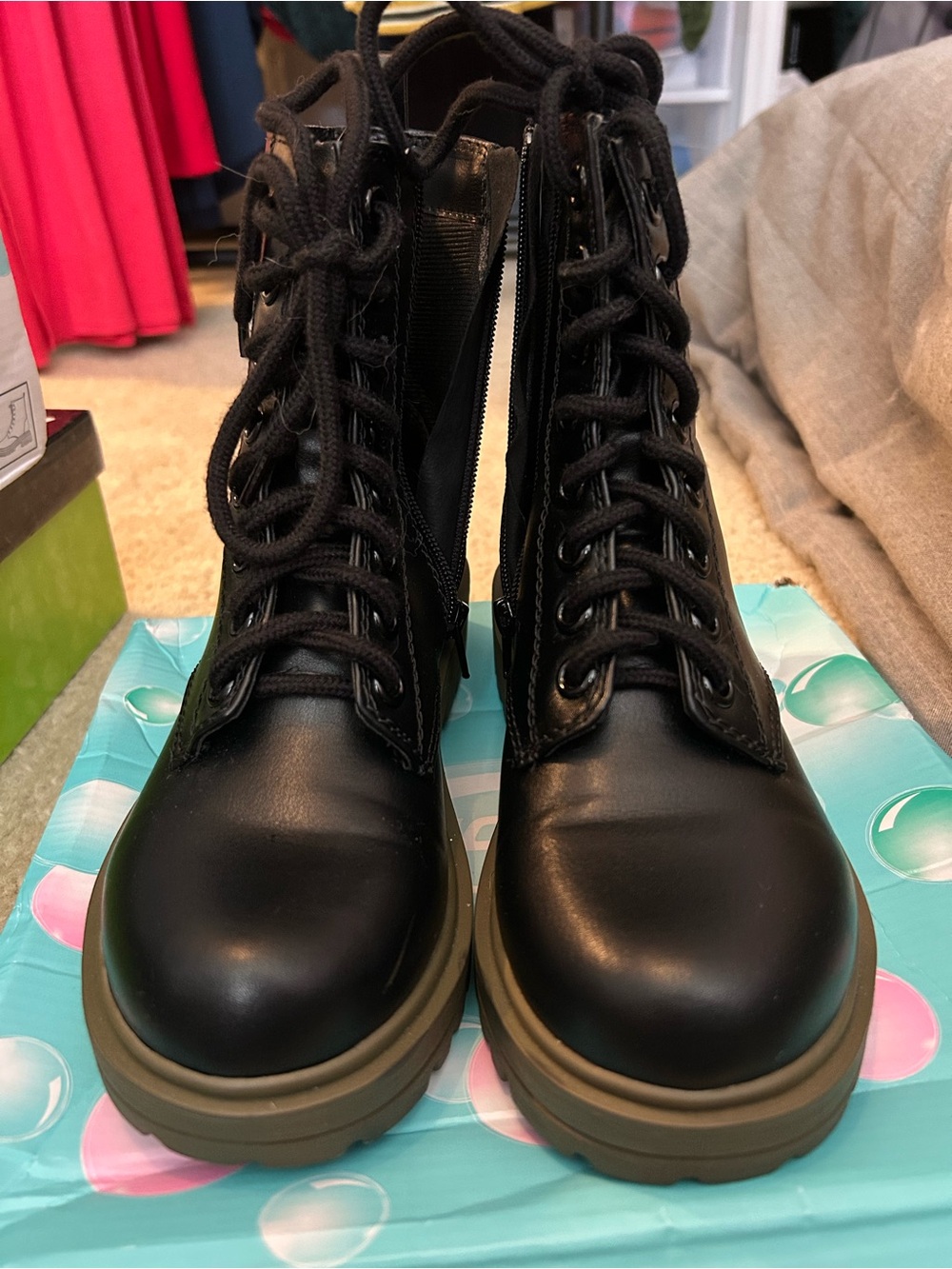 Soda Black Boots Lace Zipper Chunky - Picture 3 of 9